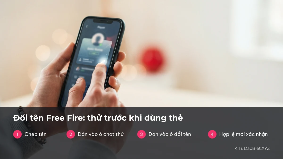 Bốn bước thử tên kí tự đặc biệt trước khi dùng thẻ đổi tên Free Fire